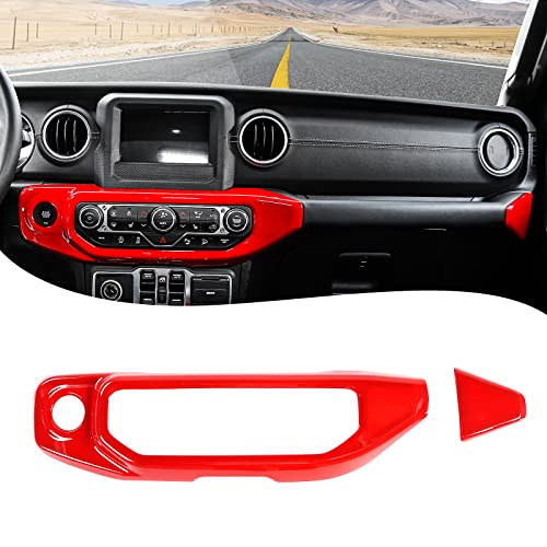 RT-TCZ Center Console Air Conditioner Control Panel Trim Cover Dashboard Decoration Interior Accessories for Jeep Wrangler JL JLU & Gladiator JT 2018-2022,Red - color: Red