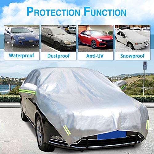 Half Car Cover All Weather Car Body Cover Sunshade Cover Snow Cover Waterproof Snowproof Universal 210D Oxford Fabric (Fit Sedan Length 176'' to 193'') - size: Fit Sedan Length 176'' to 193''