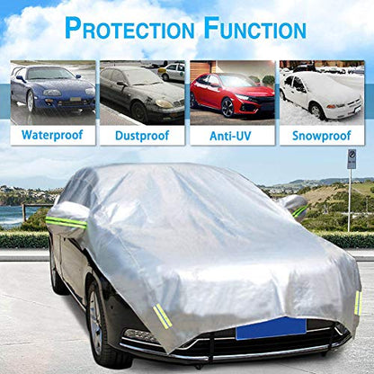 Half Car Cover All Weather Car Body Cover Sunshade Cover Snow Cover Waterproof Snowproof Universal 210D Oxford Fabric (Fit Sedan Length 176'' to 193'') - size: Fit Sedan Length 176'' to 193''