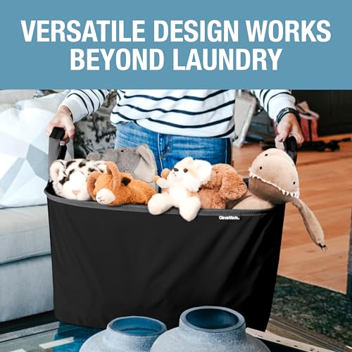 CleverMade Collapsible Laundry Basket 2 Pack – 60L (16 Gal) Foldable Clothes Hamper with Reinforced Handles, Space Saving Fabric Laundry Bin, Holds 55 lbs, Flat Folding for Home & Travel - Black - color: Black Gray