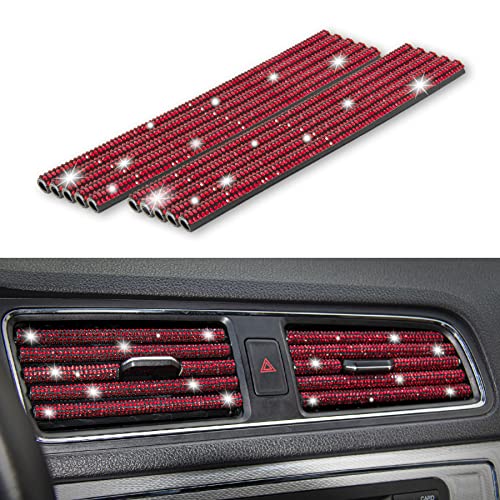 LivTee Bling Car Air Vent Outlet Moulding Trim, 10PCS Rhinestone PVC Diamond Car Interior Accessories, Red - color: Bling Red