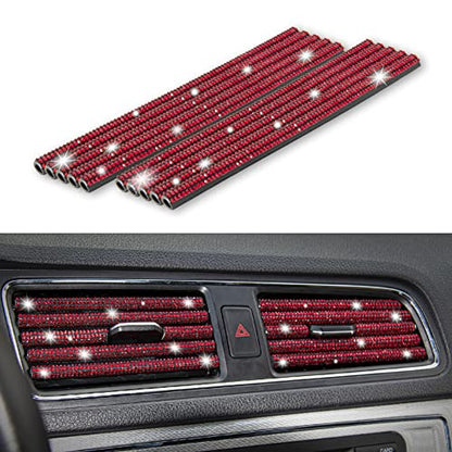 LivTee Bling Car Air Vent Outlet Moulding Trim, 10PCS Rhinestone PVC Diamond Car Interior Accessories, Red - color: Bling Red