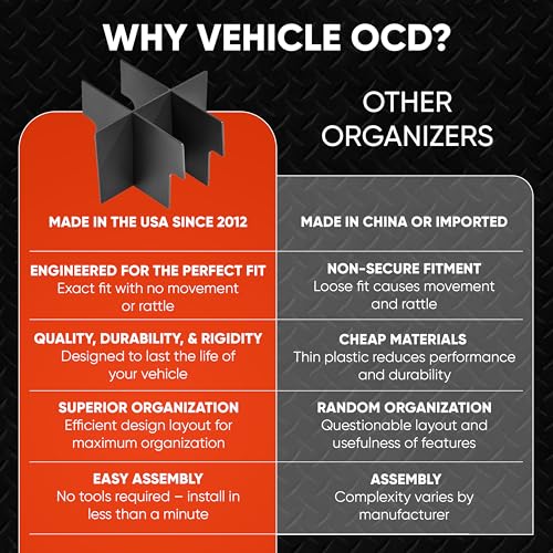 Vehicle OCD - Center Console Organizer for Toyota Highlander (2008-2013) - Made in USA - SLX116 - size: Highlander 2008-2013