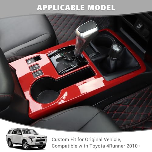 Jimen Compatible with Toyota 4Runner 2010-2023, Gear Shift Panel Cover Interior Trim Accessories (Red) - color: Red