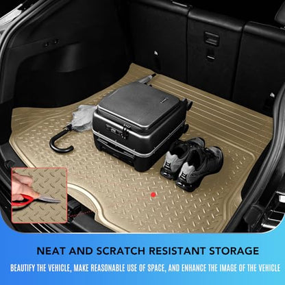 PIC AUTO Trunk Cargo Liner, Heavy Duty Rubber Floor Mats, Trimmable to Fit for Car, SUV, Van, and Trucks – All-Weather, Anti-Slip Backing, Easy to Clean, Durable and Long-Lasting (Large,Beige) - color: Beige