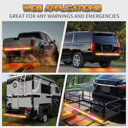 XRIDONSEN 60 inch Amber Red Truck Tailgate Strobe Lights Strip 360 LED Tail Light Bar Flashing Warning Hazard Safety Rear Emergency Lights for Tow Plow Trucks Construction Vehicles Pickup Trailer - color: Amber/Red