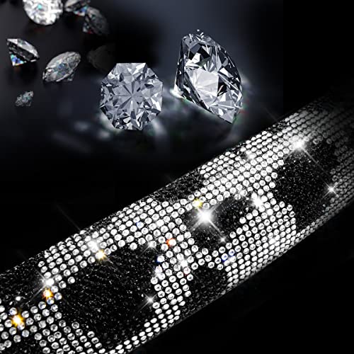 CAR PASS Bling Cow Print Diamond Steering Wheel Cover, with Sparkly Crystal Glitter Rhinestones Black Leather Car Wheel Protect for Women Girl Fit Suvs,Vans,Sedans,Cars,Trucks, 14" 1/2-15" Cow Design - color: Cow Diamond