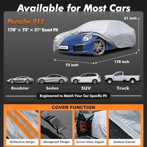 Car Cover Waterproof All-Weather,Heavy-Duty Outdoor Full Exterior Automobiles Sedan/Coupe (Length 179-185 inch) with Windshield Sun Shade Universal Fit Corvette C4 C5 C6 C7,Acura NSX etc - size: Fit Coupe Length 179-185 Inch(3l-0)