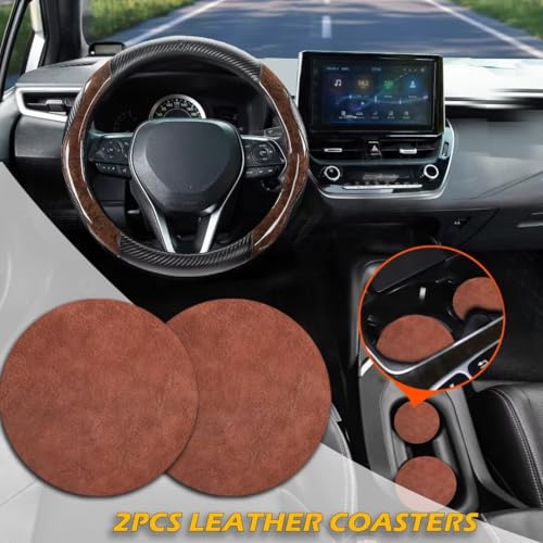 Wood Grain Steering Wheel Cover Carbon Car Steering Wheel Covers 14 1/2-15 inch with Coasters Microfiber Leather Splicing Breathable Anti-Slip Durable Universal Steering Wheel Protective - color: carbone