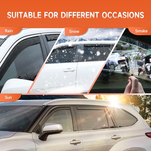 in Channel Rain Guards Fit for Toyota Highlander 2021 2022 2023 2024 2025 2026, Durable Side Window Wind Deflectors & Visors 2021-2026 Highlander Wind Deflectors 4 PCS - size: 2021-2024 Toyota Highlander (In-Channel)