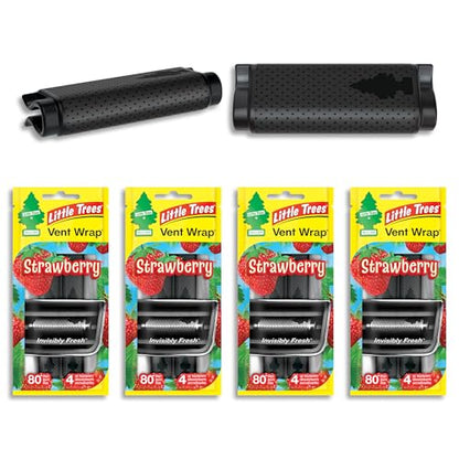LITTLE TREES Car Air Freshener | Vent Wrap Provides Long Lasting Scent, Invisibly Fresh | 16 Air Fresheners | Strawberry - color: Strawberry