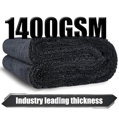 24"x36" Car Drying Towel, 1400GSM Microfiber Towel for Cars, Twisted-Loop Drying Towel Car Detailing, Double Sided Super Absorbent, No Water Spots, Label-Free Design Car Towel