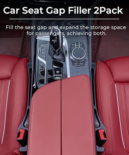 EnzeroTools Car Seat Gap Filler, 2-Pack No-Drop Seat Side Gap Seam Filler Organizer with Phone Holder, Universal Fit Fill The Gap Between Seat & Console, Perfect for Car, SUV, Truck - color: Black