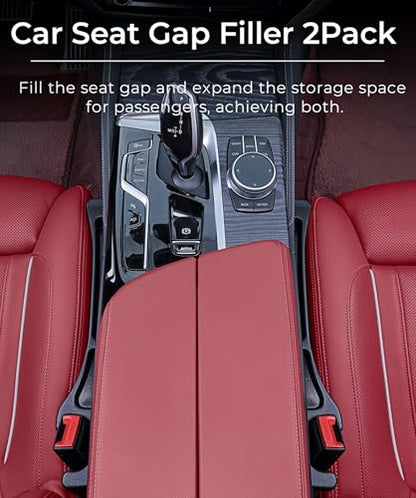 EnzeroTools Car Seat Gap Filler, 2-Pack No-Drop Seat Side Gap Seam Filler Organizer with Phone Holder, Universal Fit Fill The Gap Between Seat & Console, Perfect for Car, SUV, Truck - color: Black