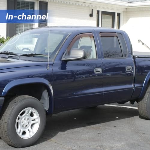 in-Channel Window Visors Rain Guards for 2000-2004 Dodge Dakota Quad/Crew Cab, Window Vent Wind Deflectors Visors Shades for 00 01 02 03 04 Dakota - size: 2000-2004 Dodge Dakota Crew/Quad Cab