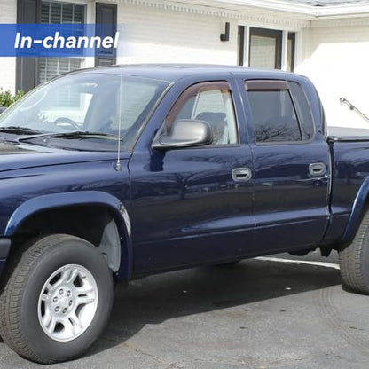 in-Channel Window Visors Rain Guards for 2000-2004 Dodge Dakota Quad/Crew Cab, Window Vent Wind Deflectors Visors Shades for 00 01 02 03 04 Dakota - size: 2000-2004 Dodge Dakota Crew/Quad Cab