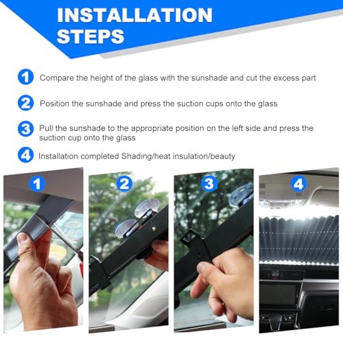 Ohleats Retractable Windshield Sun Shade, 25.6"×60" Sunshade Protector Blocks 99% UV Rays to Keep Your Car Cool, Front Windshield Sunshade Cover for Most Vehicles, Car Accessories (25.6"×60") - color: 25.6"×60"