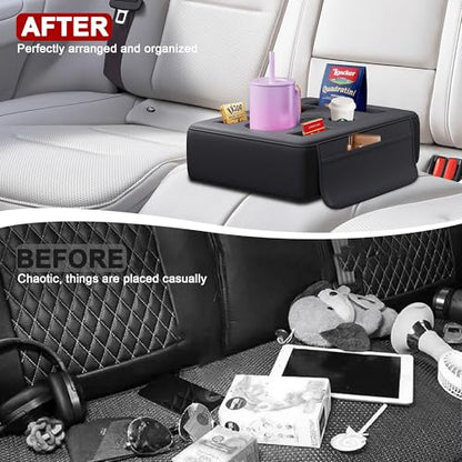 2026 Upgraded Car Cup Holder, 8 in 1 Back Seat Cup Holder for Car, PU Leather Backseat Organizer Car Cupholder Expander Tray for Trucks SUVs RVs Center Console Couch, Holds Drinks Food Phone