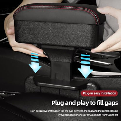 JEYODA Car Armrest Box with Cup Holder Car Central Liftable Armres Storage Organizer Box Arm Rest，Car Seat Gap Filler Organizer 1PC (Black) - color: Black