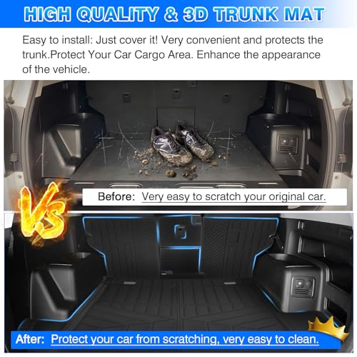 4Runner Cargo Liner - Trunk Mat for Toyota 4Runner 5 Seats 2010-2024 (W/0 Sliding Tray & No 3rd Seat), All Weather Cargo Mat for 4Runner Accessories, Heavy Duty Car Mats, Car Accessories - size: 2)Toyota 4Runner 10-24
