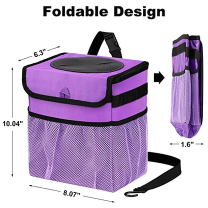 Car Trash Can Foldable Garbage Bin Leakproof 2.3 Gallons Car Trash Bag Purple - color: Purple, size: M-1PCS