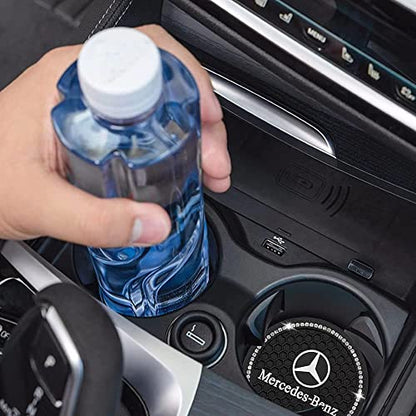 Car Cup Holder Coaster for Mercedes-Benz Recessed Silicone Cupholder Coaster Interior Accessories 2.75in 2 Pack Black