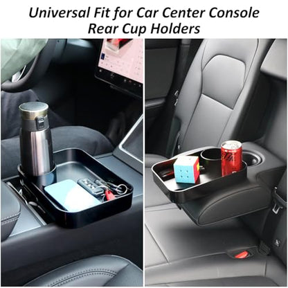 Car Seat Snack Tray for Kids, Mess-Free Square Travel Tray Cup Holder Snack Tray, Durable Car Food Tray for Toddlers, Universal Fit Kids Travel Road Trip Essentials (2Pcs black) - color: 2Pcs black