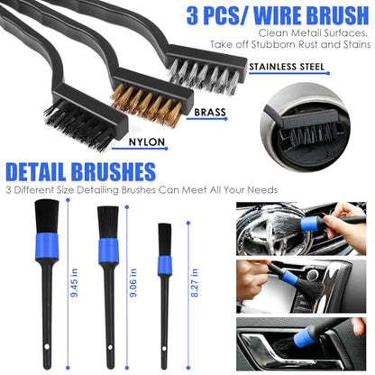18PCS Car Cleaning Kit, Car Interior Detailing Kit with Blue High Power Handheld Vacuum, Detailing Brush Set, Windshield Cleaner, Cleaning Gel, Complete Auto Accessories for Men, Women - color: Blue