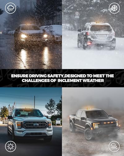 Xprite 300% Bright 108 LED Roof Top Strobe Light, US Flag Pattern Emergency Safety Warning Mini LED Strobe Lightbar w/Magnetic Base for 12-24V Construction Vehicles, Trucks, Snowplows, Amber White - color: Amber White