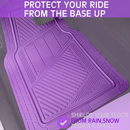 CAR PASS Heavy Duty Rubber Floor Mats 4-Piece Car Mat Set - Universal Waterproof Floor Mats for Car SUV Truck, Durable All-Weather Mats(Purple) - color: purple