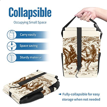 Wild Western Cowboy Car Trash Can with Lid Collapsible Reusable Waterproof Car Garage Bag,Automotive Garbage Can,Car Accessories Interior Car Organizer - color: 220120411