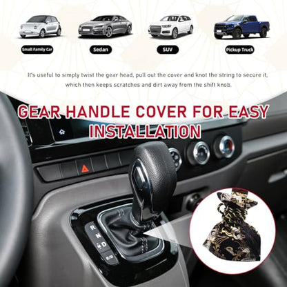 Car Shift Boot Cover, Stitch Ancient Japanese Antiquity Element Shift Knob Boot, Japanese Style Shifter Shift Knob Dust Cover, Universal Car Accessories (Koi Black) - color: Koi Black