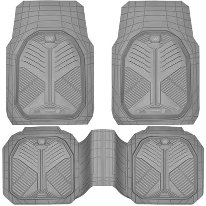 CAR PASS Heavy Duty Rubber Car Mats, Deepdish All Weather Floor Mats for Car Full Set, Universal Automotive Mats Trim to Fit for Sedans SUVs Trucks, Waterproof Anti-Slip Deep Tray 3 Pieces Light Gray - color: Gray Light