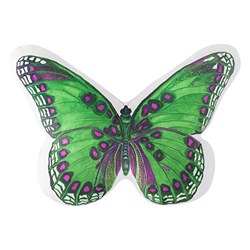 JWH 3D Butterfly Accent Pillow Case Stuffed Plush Animal Decorative Throw Pillow Cover Soft Pillowcase Girls Gift Cushion for Bed Sofa Couch Bedroom 13x15 Inch Green Purple - color: Green