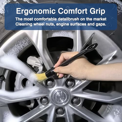 Car Detailing Brushes (3-Pack) – Premium Soft Boar’s Hair Bristles for Interior & Exterior Cleaning – Leather Seats, Air Vents, Wheels, Paint – Auto Detailing Starter Kit