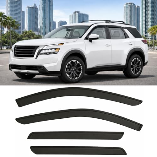 2022-2026 Tape-On Rain Guards for Nissan Pathfinder Side Window Visor Deflectors S SV SL Platinum Rock Creek Smoke Tinted Vent Shades 2023 2024 2025 - size: For Nissan Pathfinder 2022-2026