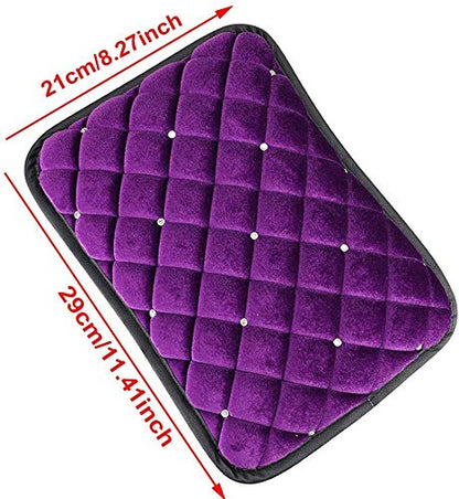 Bling Bling Car Armrest Cover Auto Center Console Protective Cover Luster Crystal Rhinestone Car Arm Rest Cushion Pad Car Interior Accessory (Purple 2) - color: Purple 2