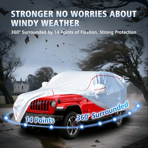 Car Cover Waterproof All Weather for Jeep Wrangler 4-Door 2006-2025,All-Around Fastening and 4 Upgrades, 60s Quick-Install for Car Cover - size: 3（for Jeep Wrangler ）