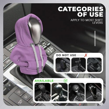 Gear Shift Hoodie, Gear Shift Cover, Fashionable Hoodie Automotive Gear Shift Knob Protector, Car Accessories Mini Sweater Gear Shift Knob Cover for Car Gear Shift Levers (Purple-2PCS) - color: Purple-2PCS
