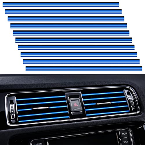 20 Pieces Universal Car Air Conditioner Vent Trim Decoration Strip Accessories, Waterproof Flexible Shiny Auto Car Interior Accessories for All Air Vent Outlet - color: B-Blue - 20 Pieces