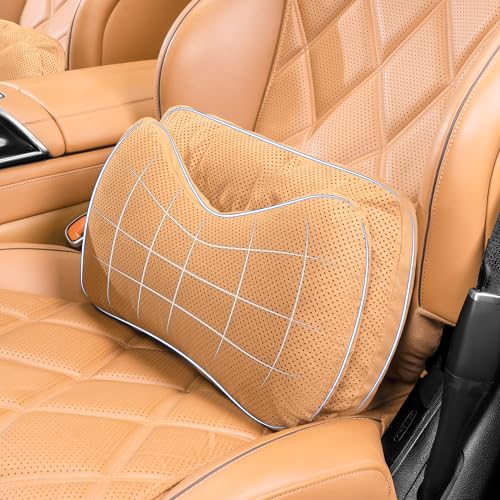 Car Lumbar Support Pillow, Soft Suede Back Support Pillow, Back Pain Relief Improve Posture, Lumbar Support Pillow for Car,Office, Driving, Traveling (Palomino Brown) - color: Palomino Brown