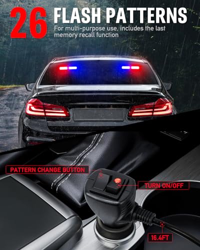 HLauto 1002L Emergency Strobe Traffic Advisor Light Bar: 40 LED Dash Safety Warning Flashing Light, Front/Rear Windshield Visor Lights for Construction Vehicle, Tow/Plow Truck (2x10.7inch, Red Blue) - color: #09 Red/Blue