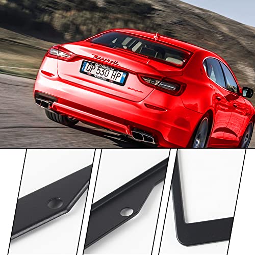 2 Piece License Plate Frames for 49ers Fans, Anti-Dirty and Rustproof Aluminum Alloy License Plate Frames US Standard License Plate Holder with Screw Caps Set (Black) - color: Black