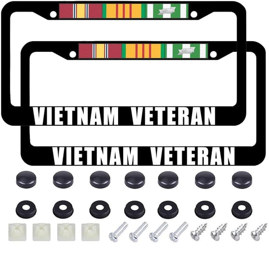 2Pcs for Vietnam Veteran License Plate Frames –Matte Black Aluminum License Plate for Veteran License Plate Holder - color: VIE-VE, size: 2pcs