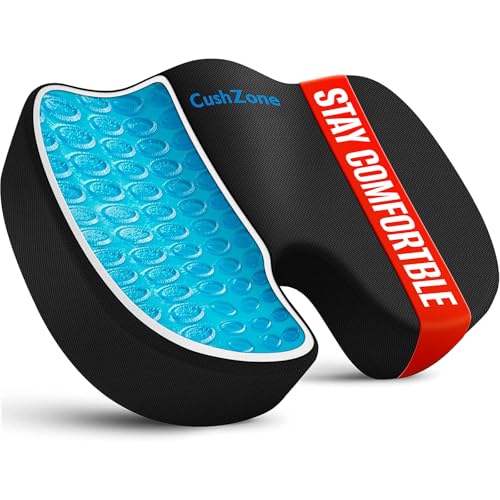 Office Chair Seat Cushion, Cooling Gel Enhanced Memory Foam Cushion for Long Sitting - Back, Sciatica, Coccyx, Tailbone Pain Relief Pillow - for Office, Gaming, Car, Wheelchair - Black, Large - color: Black, size: Large