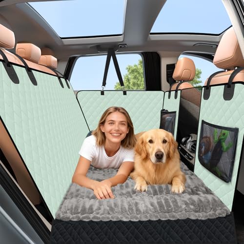 Dog Car Seat Cover Set for Back Seat, Back Seat Cover + Pet Bed Mat Perfect with Mesh Window, Hammock 600D Heavy Duty Scratch Proof Nonslip Durable Soft Back Seat Covers for Cars Trucks and SUVs - color: Grey