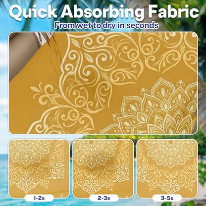 2 Pack Car Seat Towel Covers, Sweat-Proof Microfiber Seat Protectors for Gym, Running, Beach & Workout, Breathable Quick-Dry, Machine Washable, Gold Mandala Print, Universal Fit - color: Gold Mandala