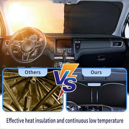 Ford Expedition Windshield Sun Shade, Custom Fit Foldable Front Window Sunshade Visor, Reflective UV and Heat Block Interior Protector, Fits 1997–2024 Models - size: For Ford Expedition 2018-2025