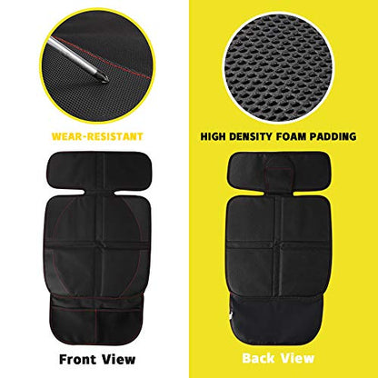 Car Seat Protector for Baby Child Car Seats - Auto Seat Cover Mat,Protective Non-Slip Waterproof Car Seat Cover Pad with Mesh Pockets (2 Pack)