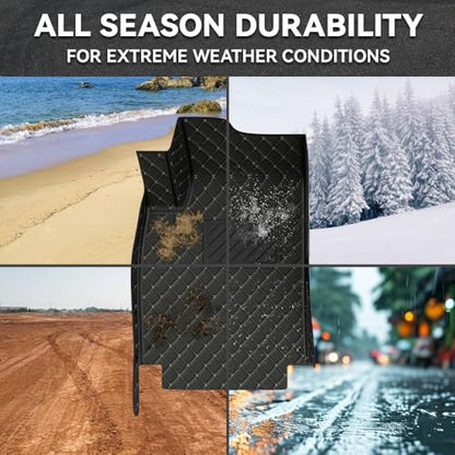 Car Floor Mats Fit for Nissan Kicks 2022-2025 All Weather Durability Leather Car Floor Mats, Skidproof Pedal, Waterproof, Wear-reistant(Black Beige) - color: Black Beige